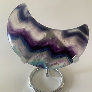 Rainbow Fluorite Moon with Stand